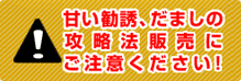 甘い勧誘、だましの攻略法販売にご注意ください！
